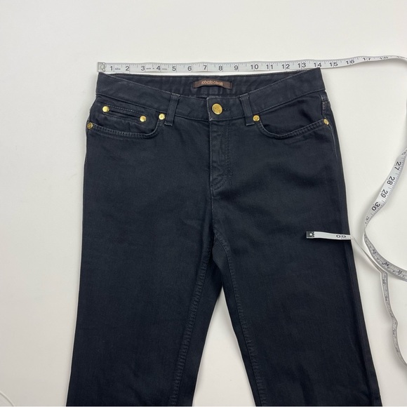 Roberto Cavalli Women's Black Mid Rise Bootcut Flared Pant Jean Stretch 38 US 2 - Picture 3 of 12